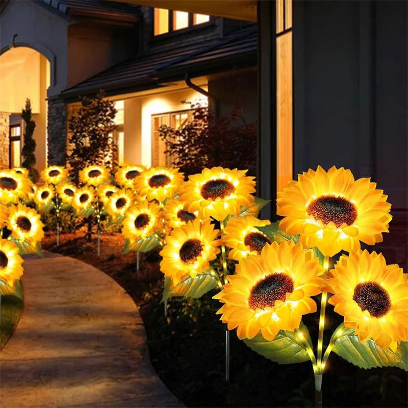 Solar Sunflower LED Garden Light by Showlu Smart General showing a sunflower-shaped outdoor light in a garden setting