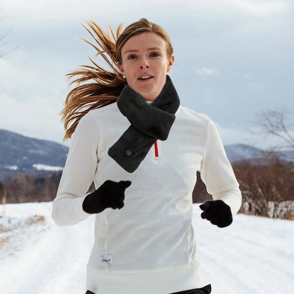 Showlu Smart General electric heated neck scarf with USB connection, soft fabric and adjustable fit for warmth and comfort.