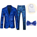Men's 3-piece slim fit British style wedding suit by Showlu Fashion Store, featuring printed design and tailored fit.