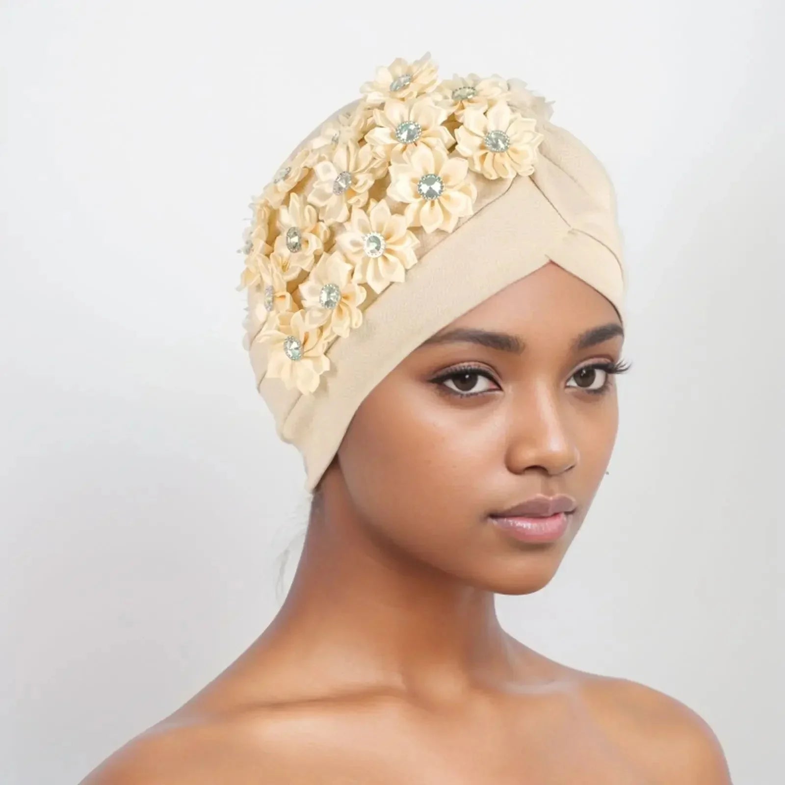 Showlu Fashion women's diamond pleated turban hijab chemo cap wrap, stylish and comfortable head covering for women.