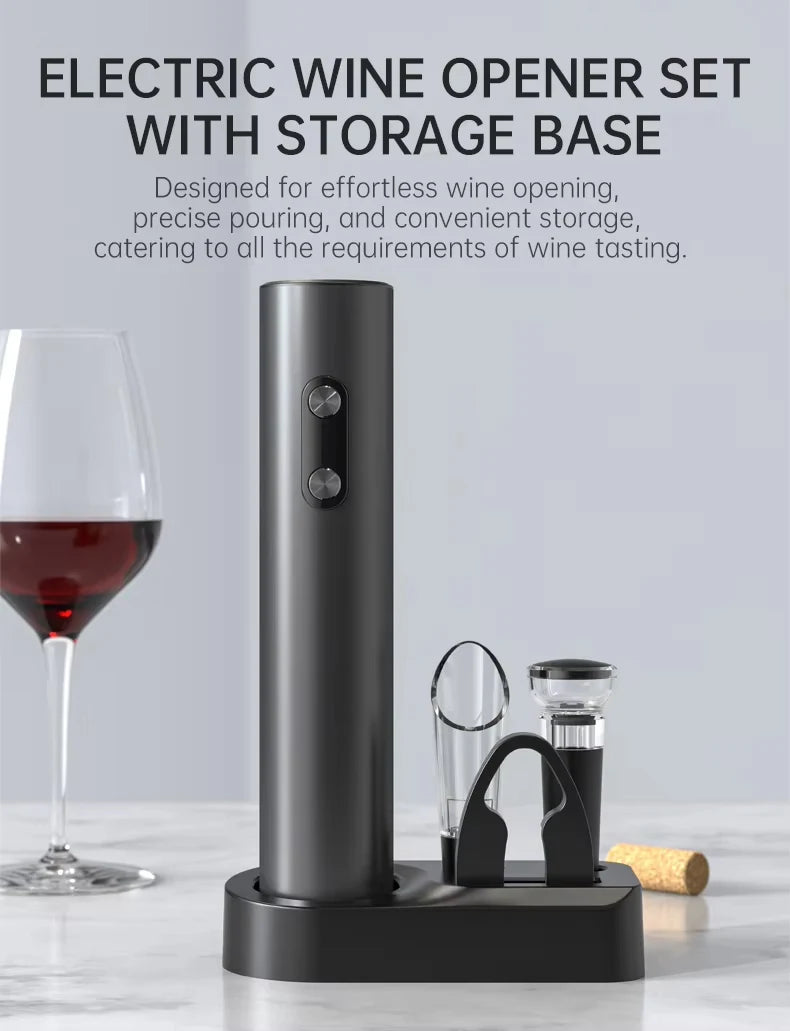 Showlu Smart General electric wine bottle opener set with sleek design and ergonomic handle, ideal for effortless cork removal.
