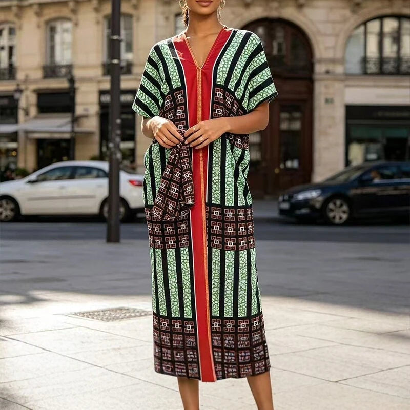 Elegant 2026 African dress for women featuring traditional Dashiki Ankara fabric, long gown style with vibrant patterns and flowing design.