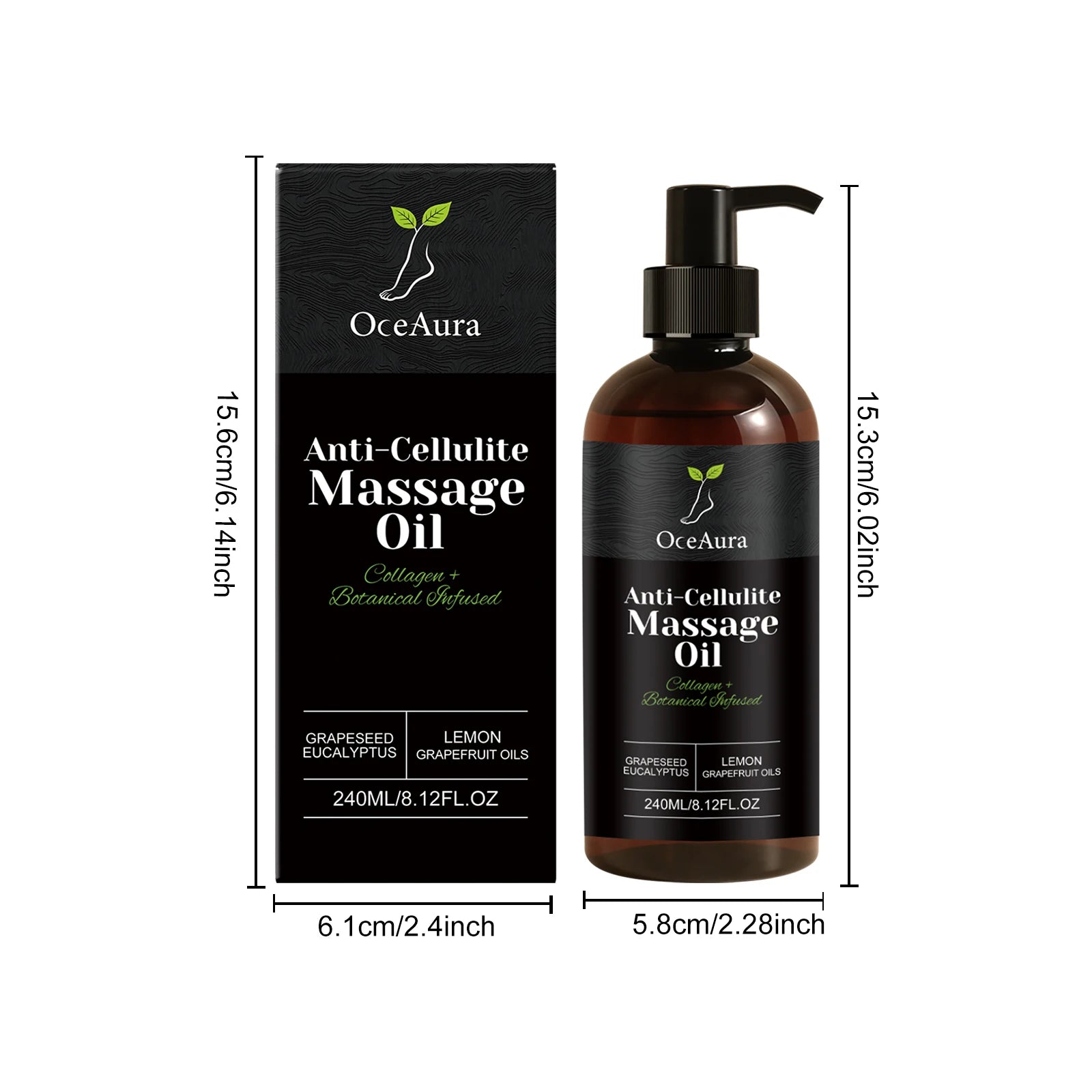 OceAura Collagen Firming Body Oil from Showlu Fashion Store, showing the hydrating and smoothing massage oil in a sleek bottle.