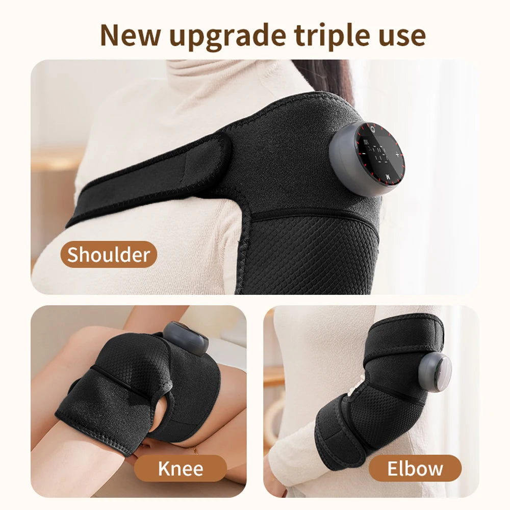 Showlu Fashion Store heating massage knee pad with vibration, hot compress, and muscle relaxation for knee, shoulder, and elbow pain relief.