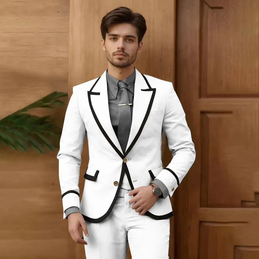 Beige men's fashion suit 2-piece set with single-breasted jacket and pants, slim fit groom wedding tuxedo by Showlu Fashion Store