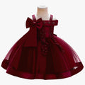 Lansihuote girls' bow embroidery ball gown by Showlu Fashion Store, elegant wedding party dress with floral embroidery and full skirt.