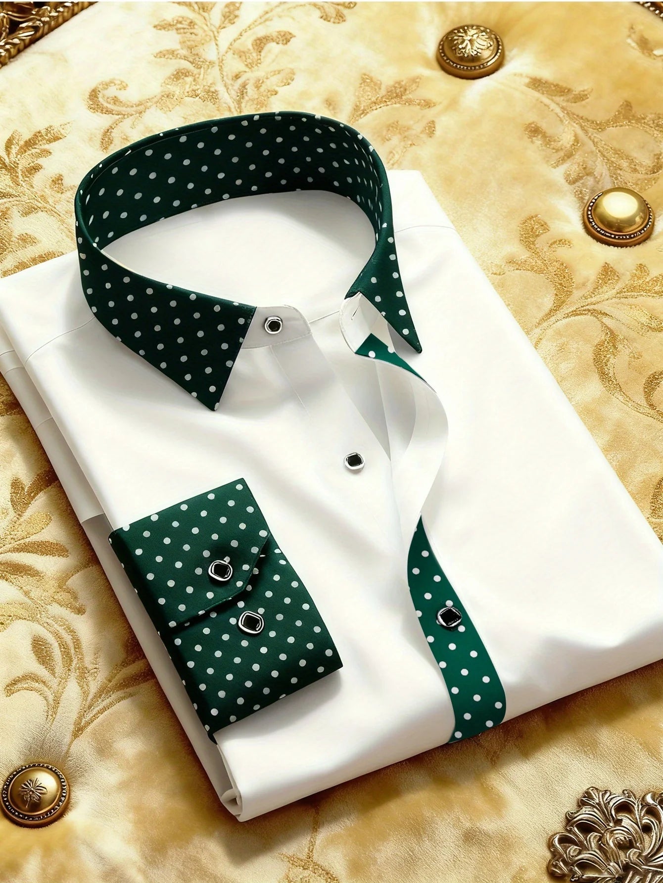 Men's long sleeve tuxedo shirt by Showlu Fashion, featuring micro-elastic fabric and elegant style for smart casual or business wear.