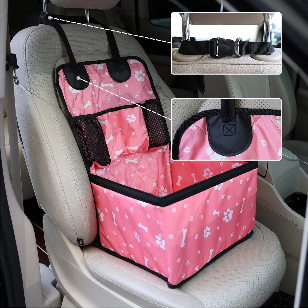 Showlu Fashion Store PaiPaitek Dog Car Seat, durable scratch-proof pet booster with pockets for convenient travel and safety.