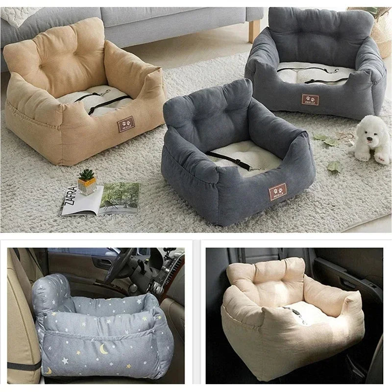 Showlu Fashion cotton pet car seat cover with travel carrier sofa pad, designed to protect car seats and keep pets comfortable.