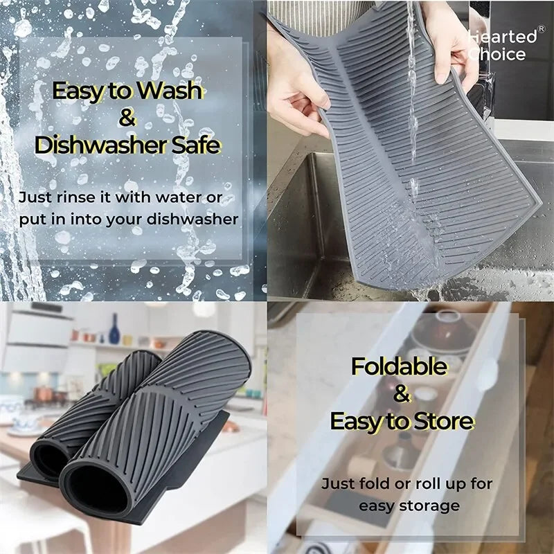 Showlu Smart General silicone sink protector mat with raised edges, designed to prevent scratches and provide a non-slip surface in the sink.