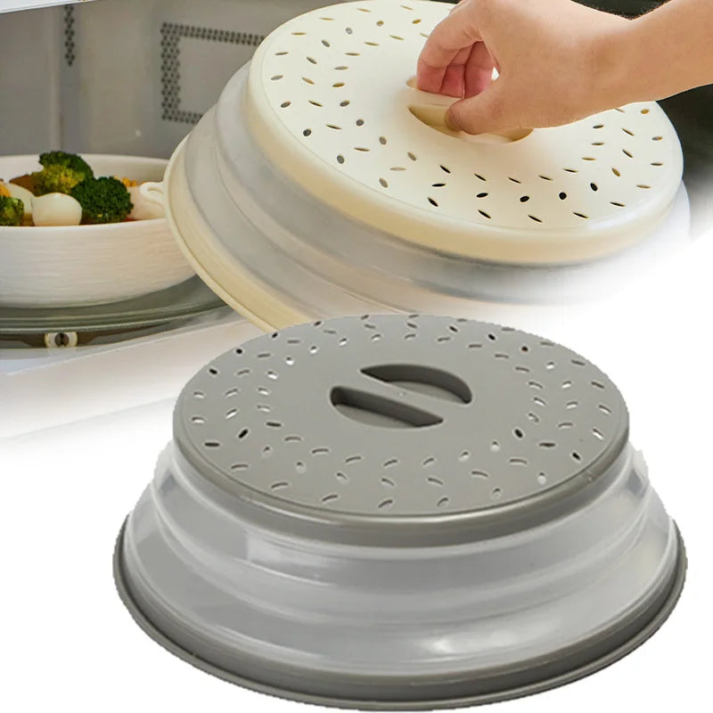 Showlu Smart General silicone microwave cover with vent holes, flexible, heat-resistant lid for preventing splatters during cooking.