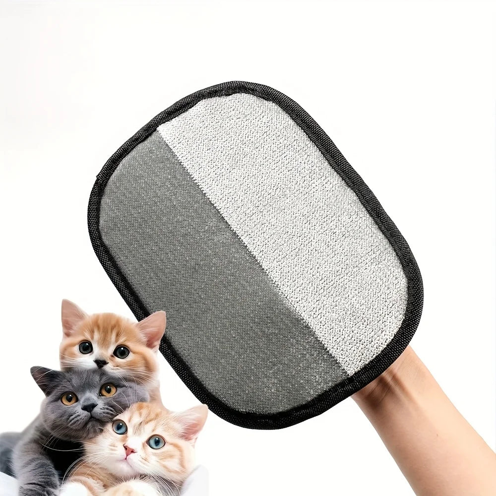 Showlu 2-pack double-sided pet hair removal brushes and grooming gloves for effective pet fur cleaning and grooming.