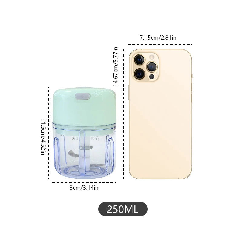 Mini rechargeable garlic chopper and meat grinder by Showlu Fashion Store, compact kitchen tool for crushing garlic, nuts, and more