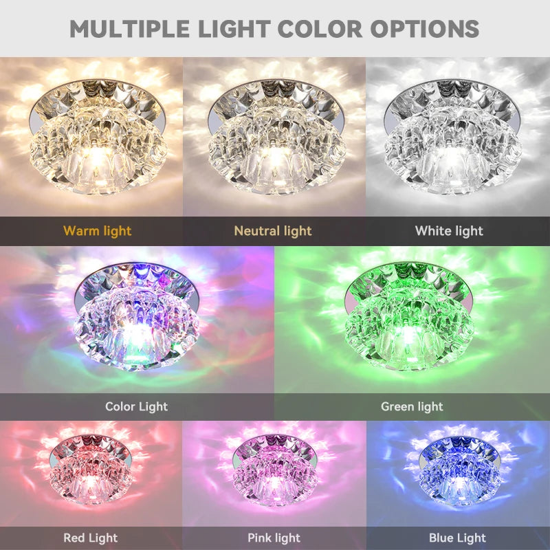 Modern crystal LED ceiling light by Showlu Fashion Store, flush mount glass lamp with sleek, contemporary design for stylish interior lighting.