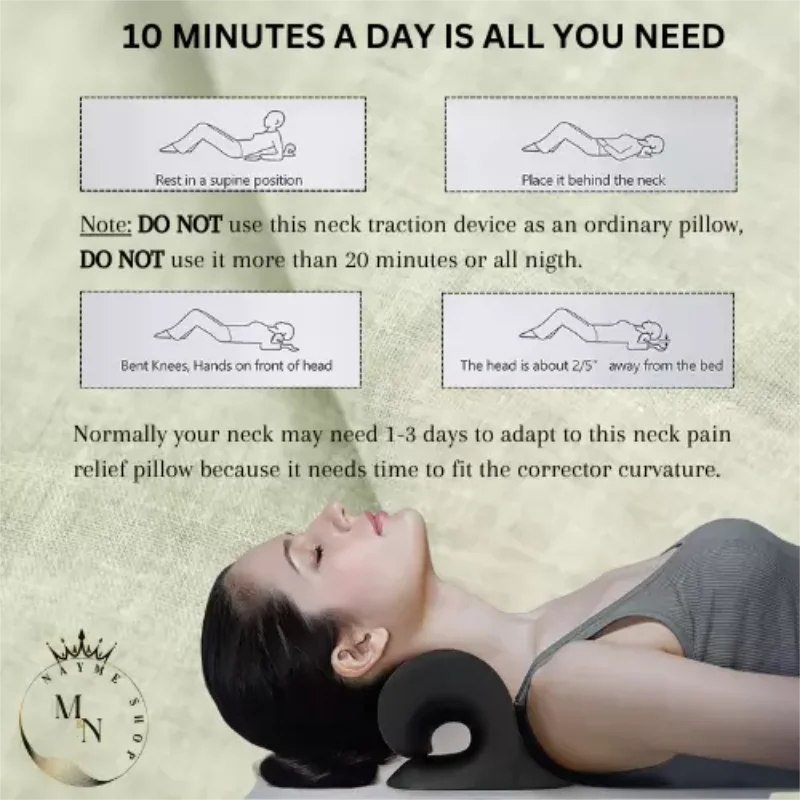 Showlu Fashion Store cervical traction device for neck and shoulders, featuring remedial pillows for chiropractic relief.