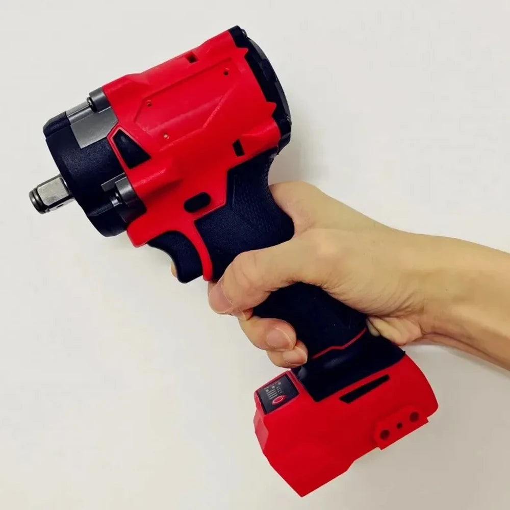 Showlu Magnitt Brushless Impact Wrench with 1/2-inch drive and 500N.m torque, cordless power tool in action.