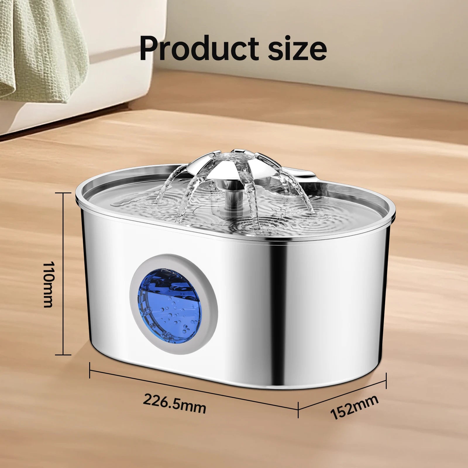 Stainless steel ZKYJ cat water fountain by Showlu Fashion Store with ultra-quiet pet water dispenser and flowing water feature.