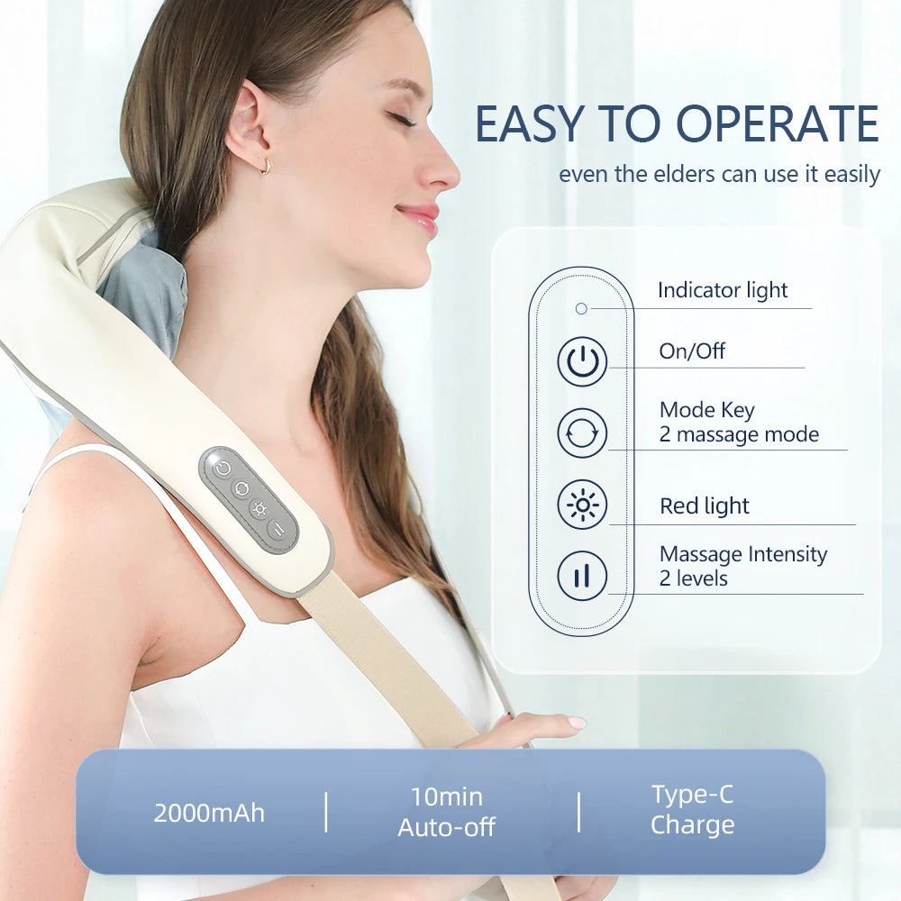 Showlu Smart General electric deep tissue neck and shoulder massage shawl with adjustable heat for relaxing muscle relief.