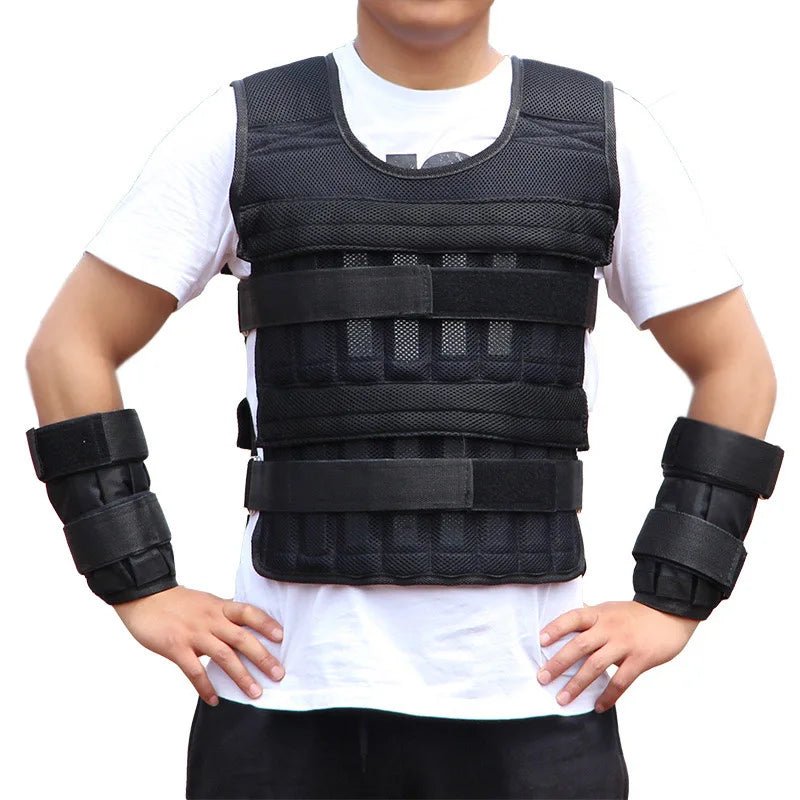 SHOWLU 20kg weighted vest for men, adjustable cotton training jacket with pockets, fitness and strength training apparel