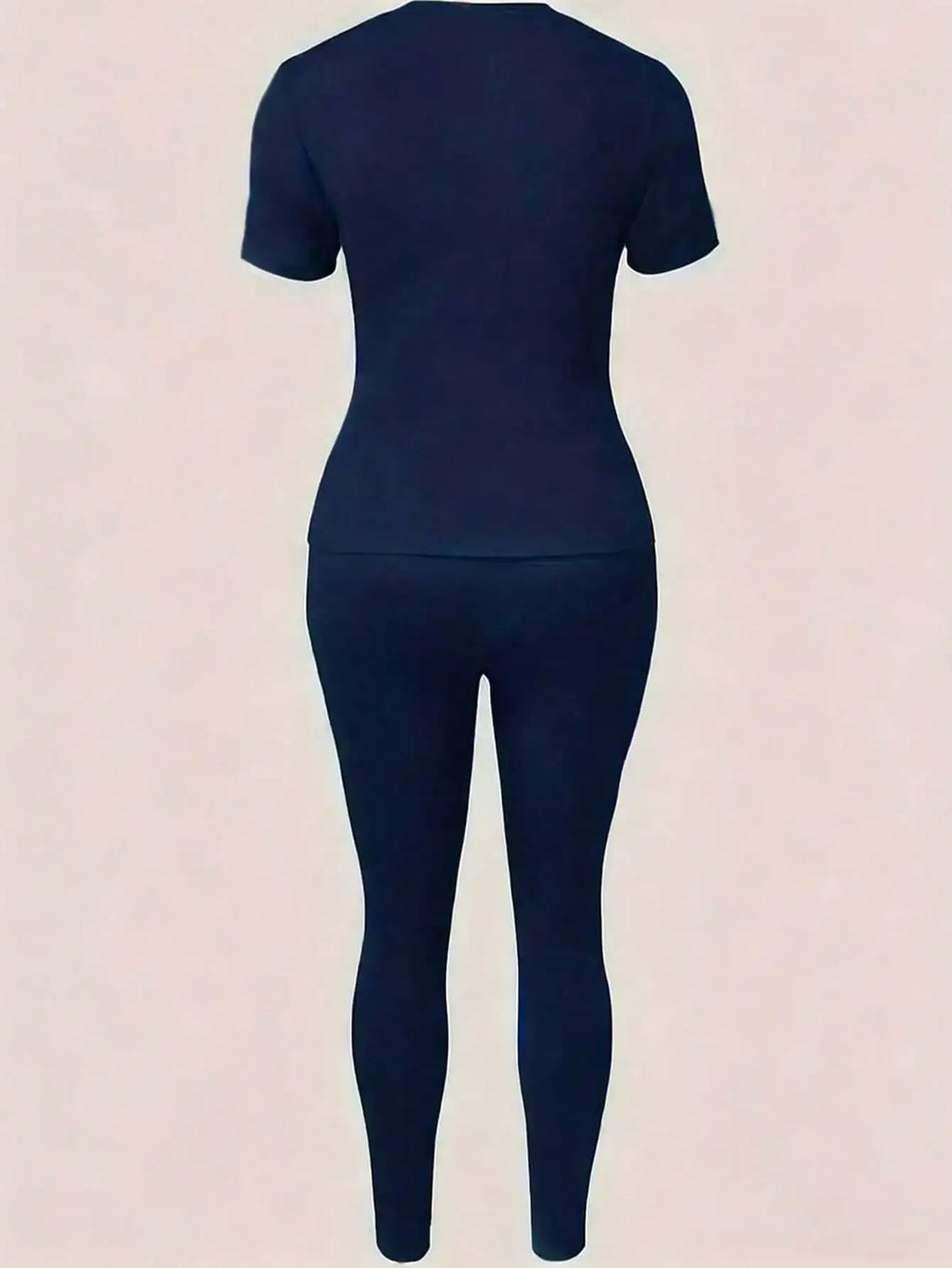 2026 Women's New Paris Printed Two-Piece Set, Casual Short-Sleeved Round Neck T-Shirt and Tight Pants Long Pants Set