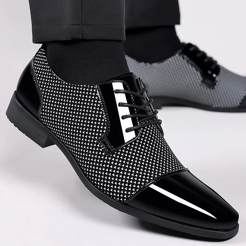 Men's Oxford business shoes by Showlu Fashion in luxury PU leather with a square toe, perfect for formal dress flats.