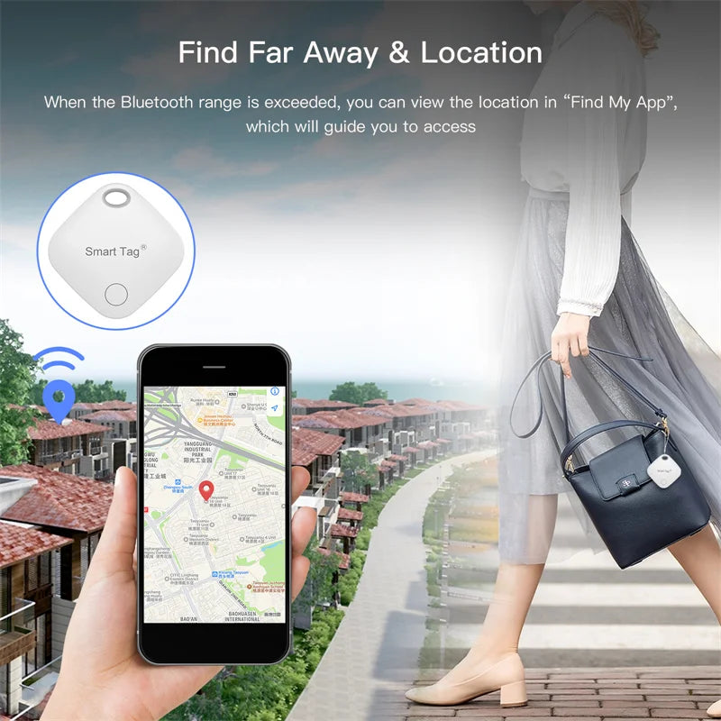 Showlu Smart Bluetooth key tracker compatible with Find My, small portable device for locating keys and personal items.