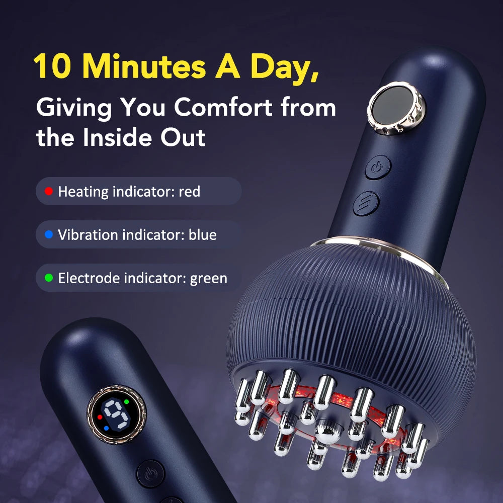 Hailicare Electric Meridian Massage Brush and Microcurrent Guasha Machine in black, featuring sleek design and control buttons.