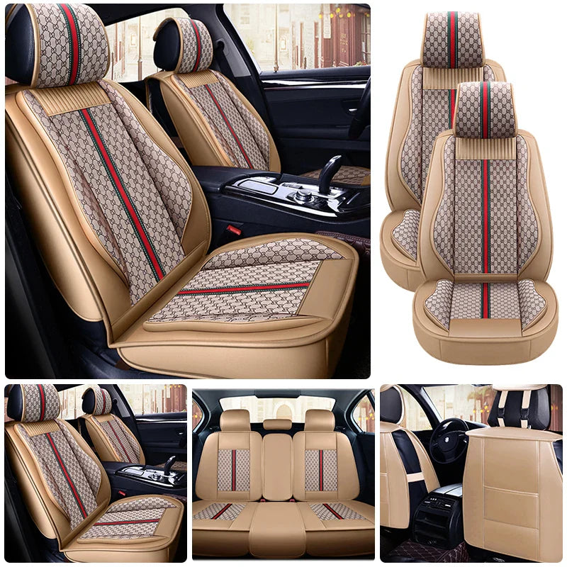 Universal SHOWLU PU leather car seat cover for SUV, four-season cushion, durable and comfortable seat protection for all weather.