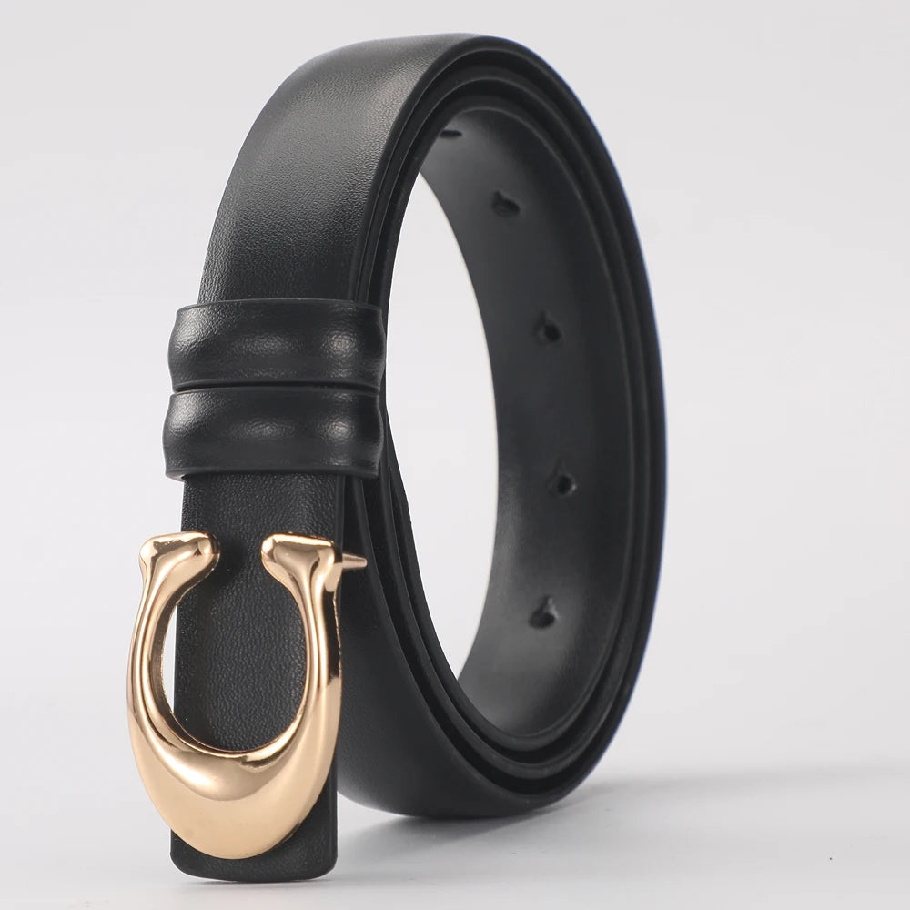 Women's fashionable belt with C-shaped buckle, smooth finish, double-sided design, ideal gift for mothers from Showlu Fashion Store.