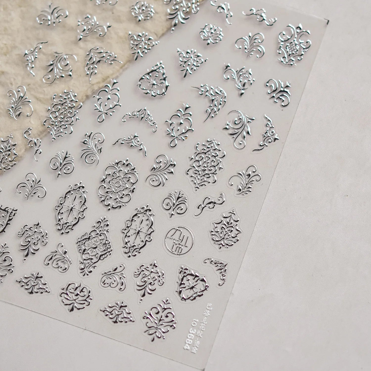 Elegant gold scepter 5D nail art stickers featuring gemstone patterns, perfect for luxurious manicures and self-adhesive nail decals.