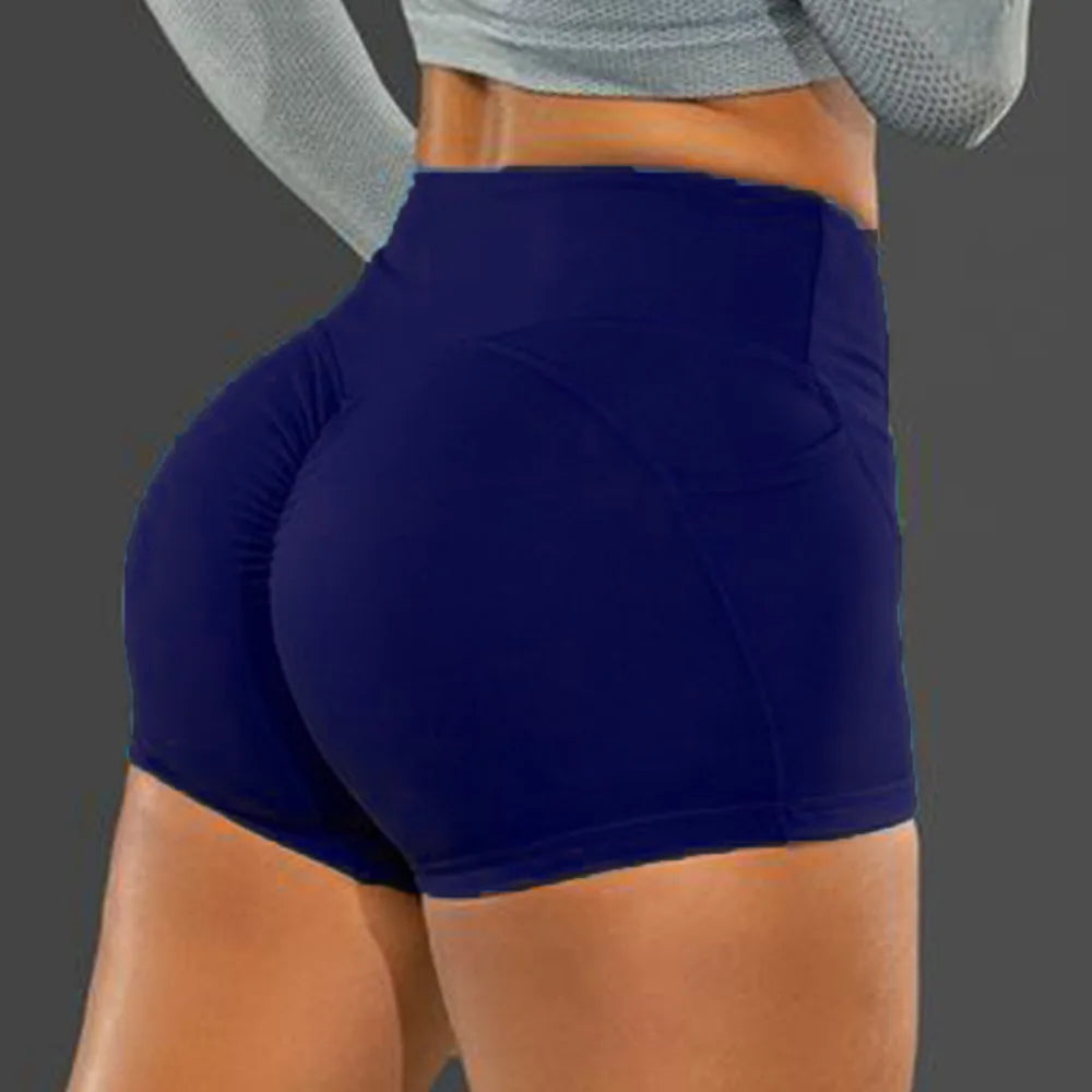 SHOWLU high waist seamless fitness shorts with knit fabric and hip-lifting design, ideal for sports and activewear.