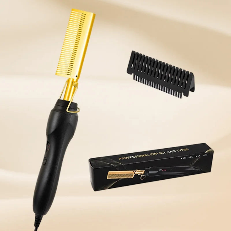 Showlu Smart General 2-in-1 portable hair straightening brush and hot comb for sleek, straight hair styling.