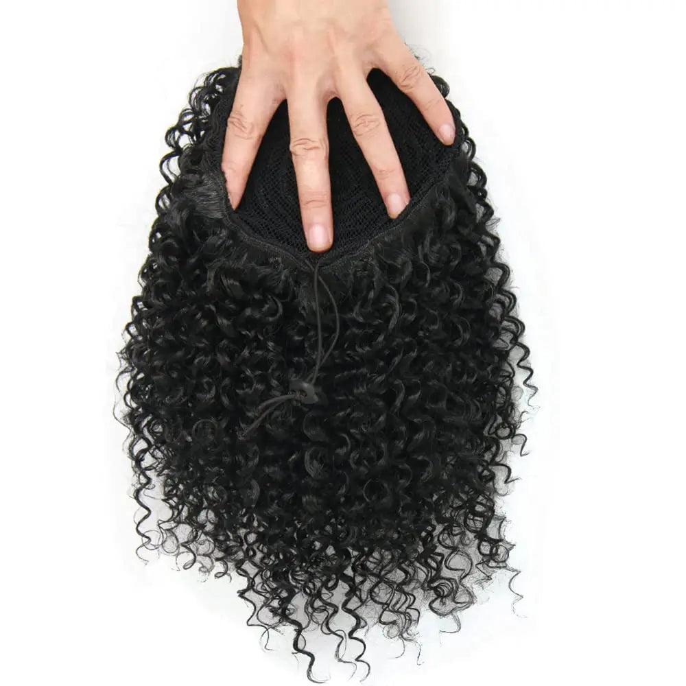 Synthetic Short Afro Kinky Curly Ponytail Hair Piece for African American Ponytail Extension Afro Kinky Curly Ponytail for Women