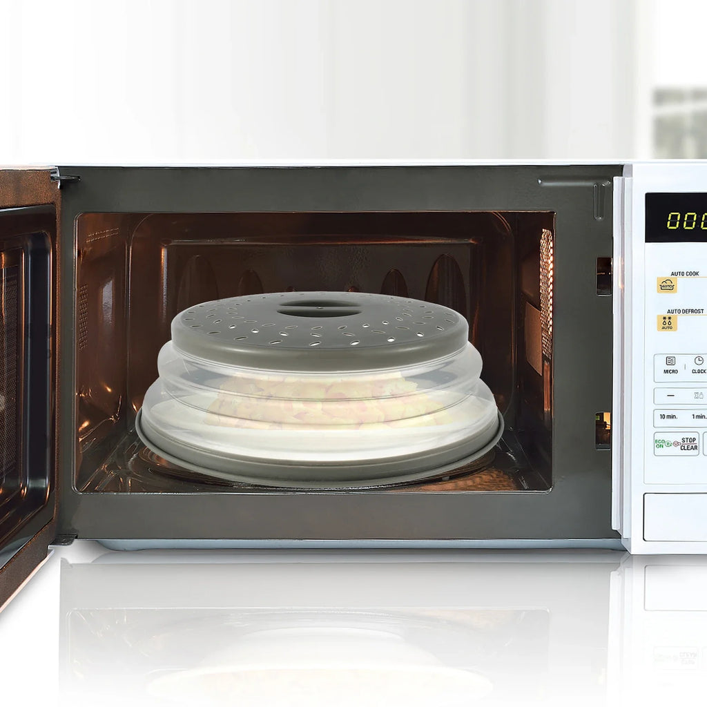 Showlu Smart General silicone microwave cover with vent holes, flexible lid for microwave oven to prevent splatters and spills.
