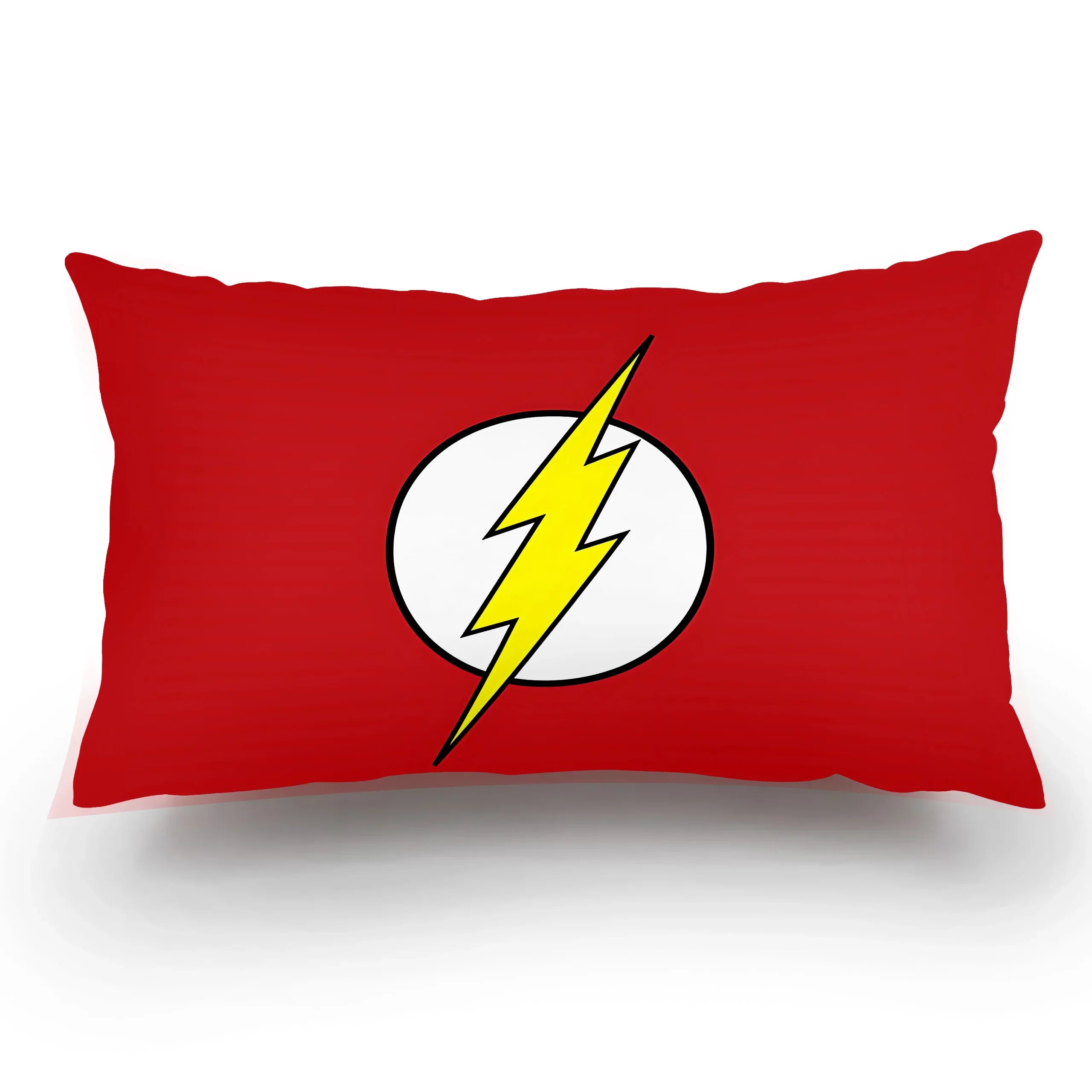Double-sided Marvel The Flash plush pillow cover featuring vibrant superhero cartoon design, soft cushion case for fans.