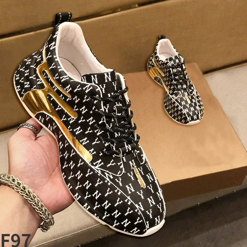 Men's luxury breathable sports shoes by Showlu Fashion, low cut casual sneakers with thick sole for outdoor running and everyday wear.