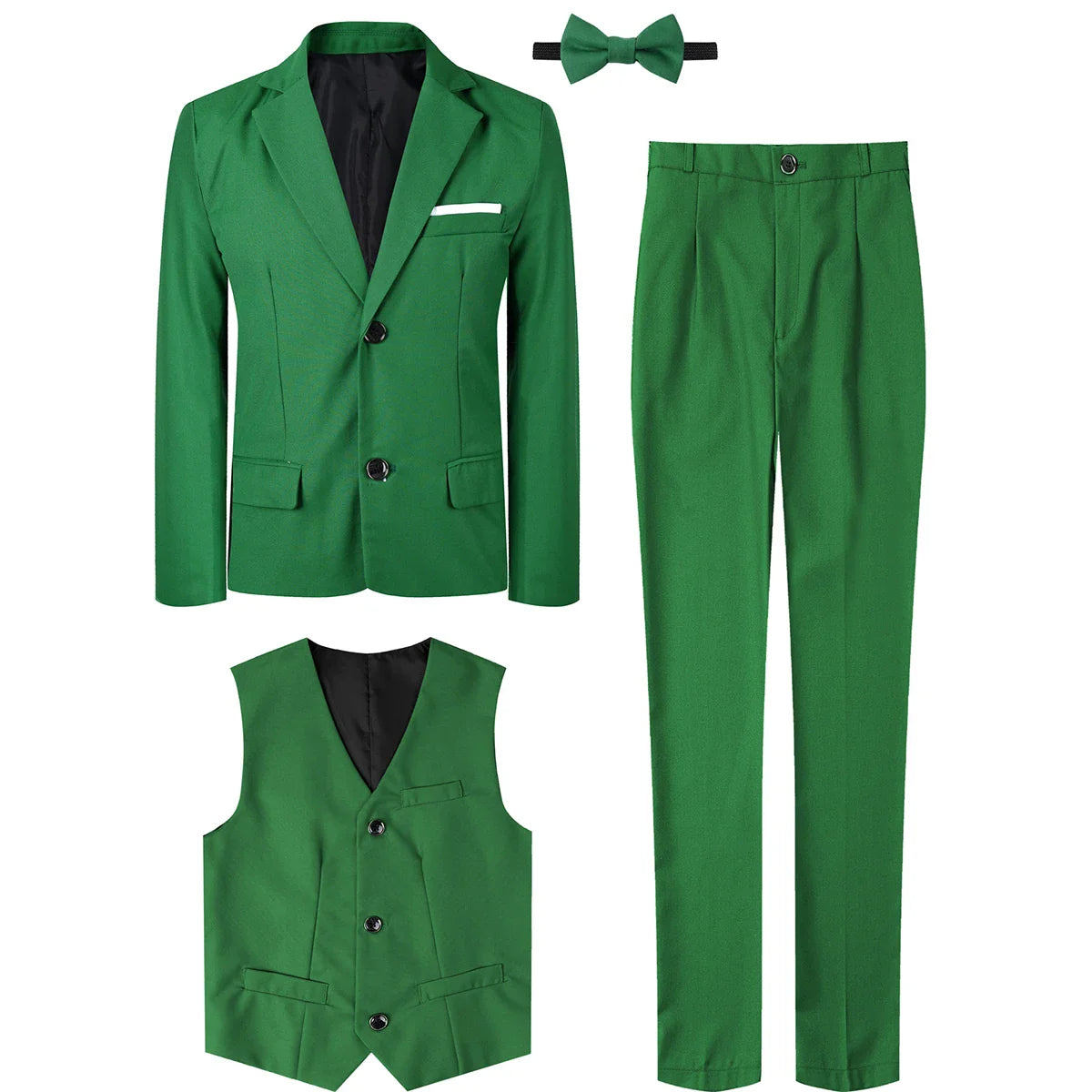 A&J DESIGN boys formal wedding suit with tuxedo blazer, vest, and matching pants, designed for special occasions.