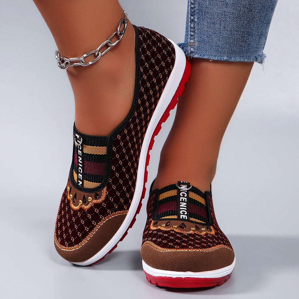 Women's breathable mesh flat sneakers by Showlu Fashion Store, casual summer shoes with a lightweight, comfortable design.