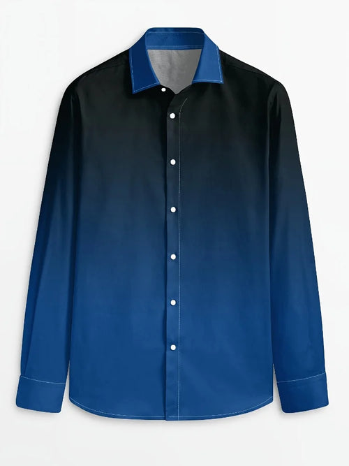 Men's checked long-sleeved button-up shirt by Showlu Fashion, featuring high-end striped design and casual fitted style.