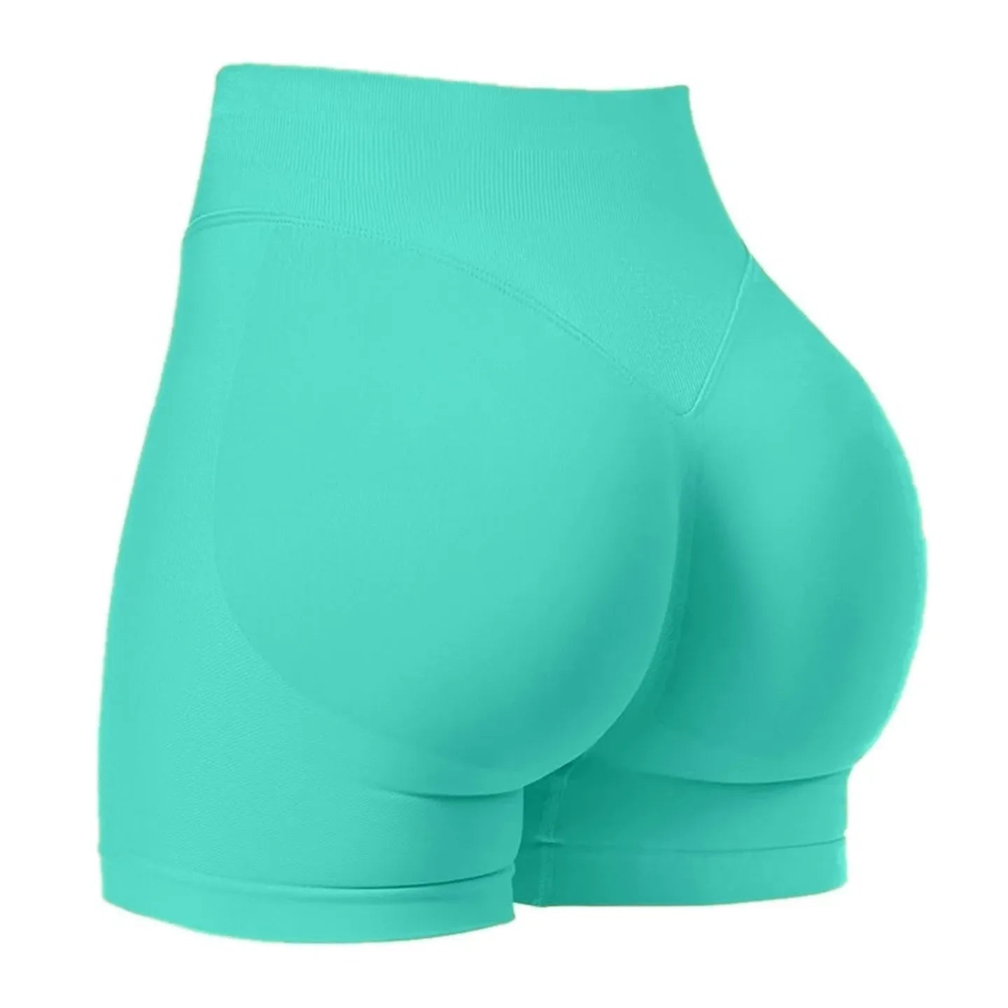 Women's seamless ribbed yoga shorts by SHOWLU FASHION STORE, high-stretch gym booty shorts for activewear and exercise.