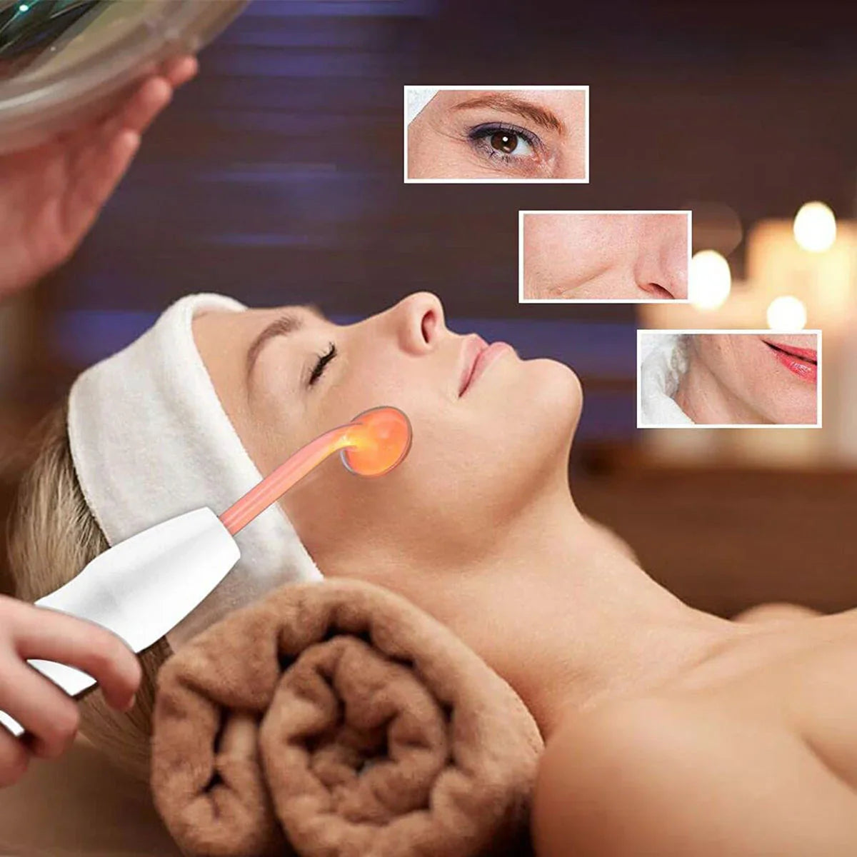 Omsblkin 4-in-1 microcurrent facial device by SHOWLU FASHION STORE, portable skin care wand with multiple treatment heads.