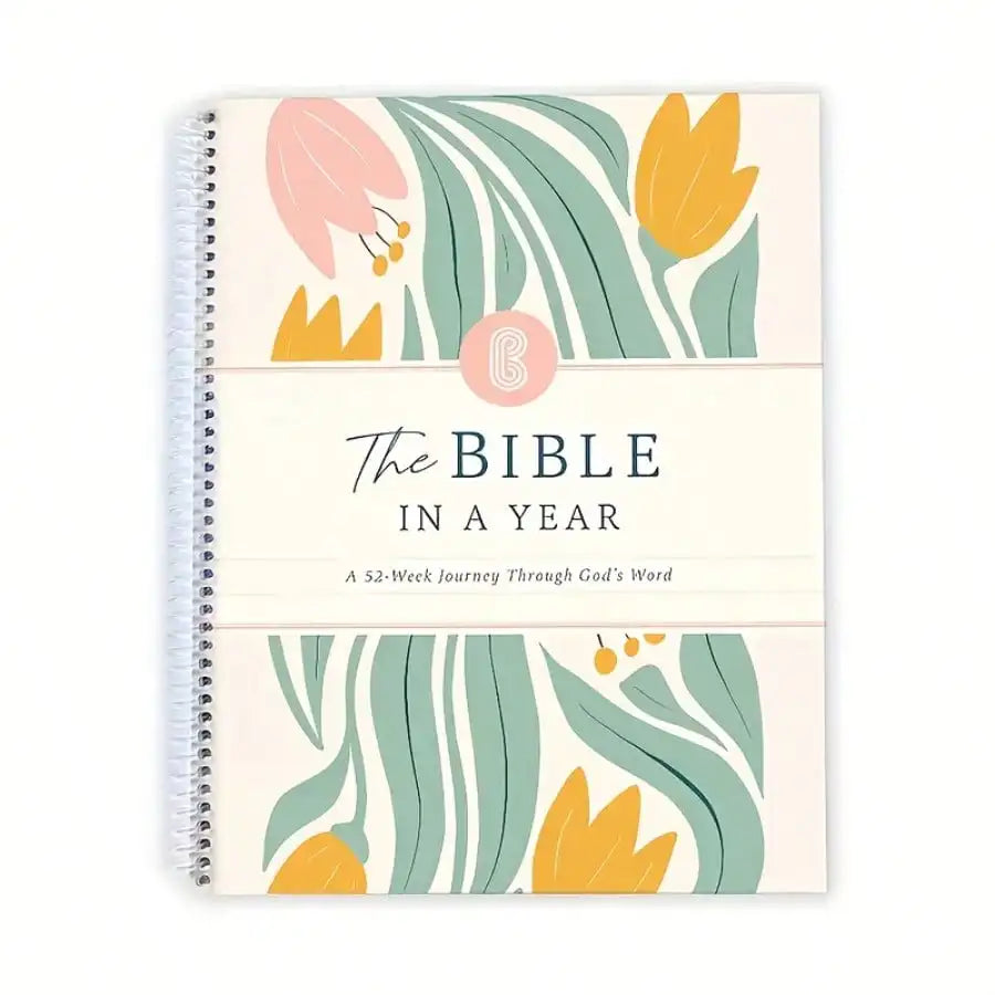 Spiral-bound Showlu 52-week Bible study devotional journal for women with lined pages and inspirational cover design.