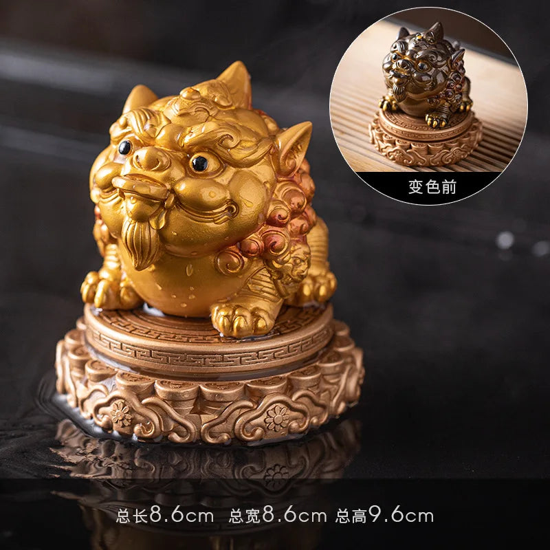 Color-changing Pixiu tea pet decoration by Showlu Fashion Store, ideal for nourishing, bringing fortune, and enhancing Kung Fu tea ceremonies.