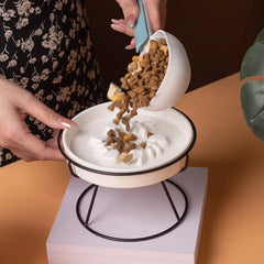 New Practical Cat Bowl Ceramic Slow Food Plate Bowl Slow Food Anti Choking Grain Bowl High Foot Protection Spine Anti Black Chin