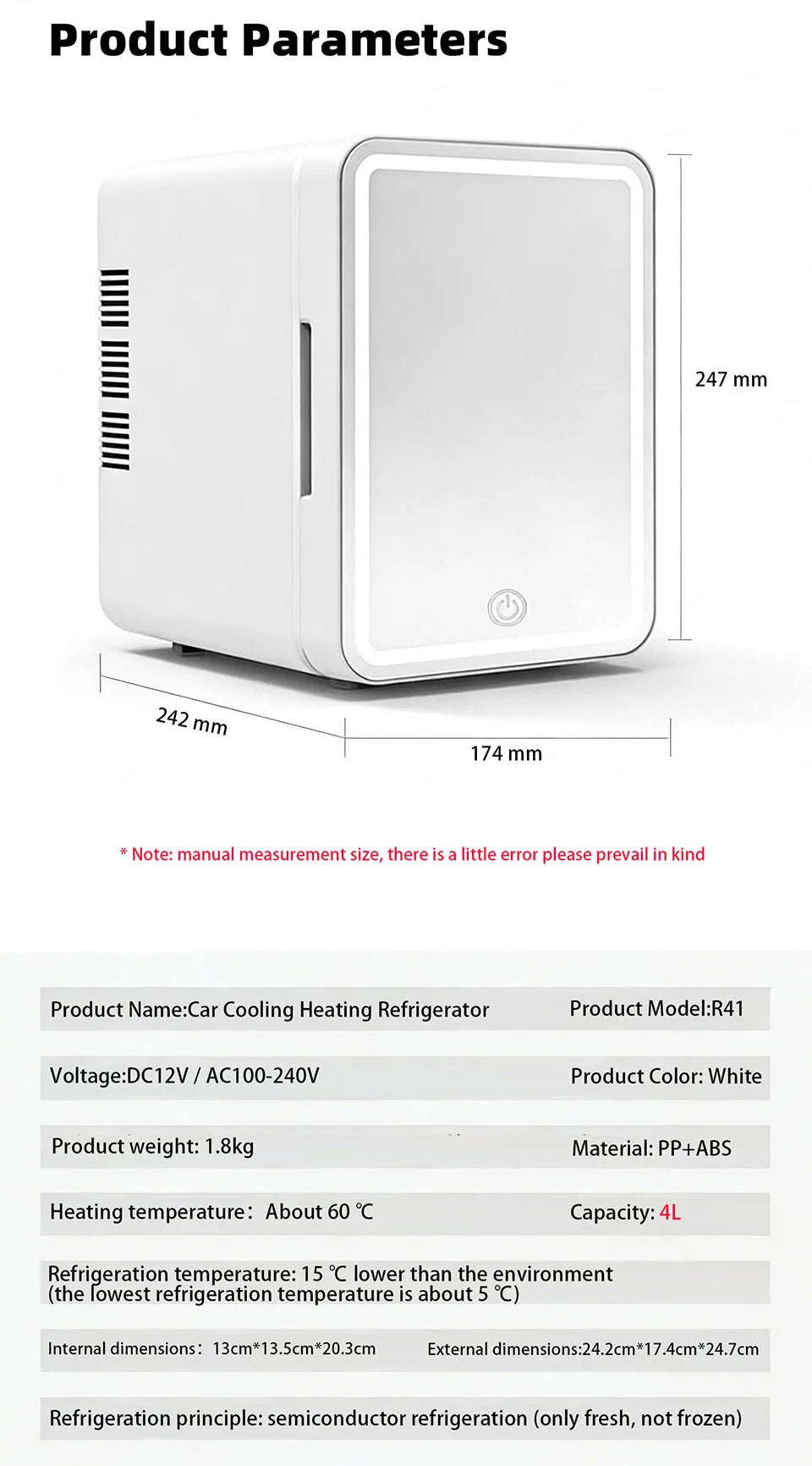 Showlu Smart General portable makeup fridge with compact design, digital display, and cooling compartments for skincare and cosmetics.