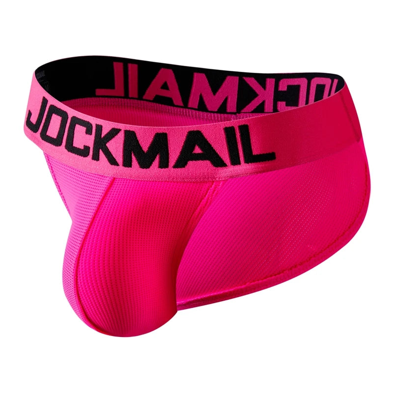 Men's Jockmail briefs with male pouch, Showlu Fashion, featuring a bikini style underwear with supportive fit and vibrant design.