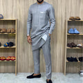 SHOWLU FASHION men's striped two-piece suit with formal cotton blend fabric, featuring a tailored jacket and matching trousers.