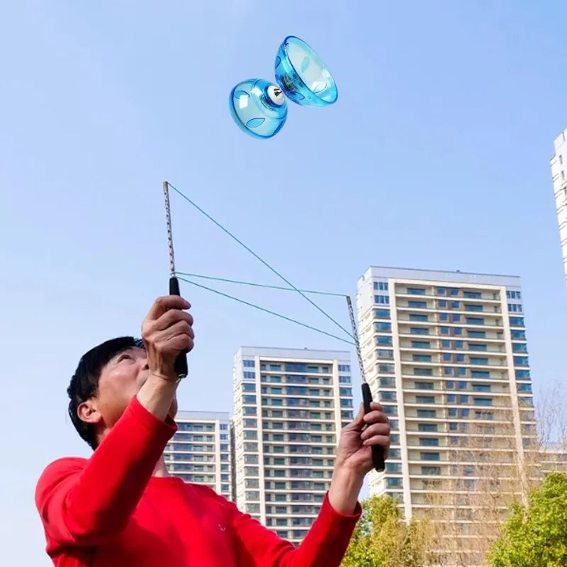 Portable diabolo Chinese yoyo set from Showlu Fashion, shown with colorful diabolo, suitable for adults, kids, and outdoor fitness activities.