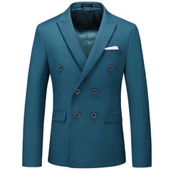 2025 Fashion New Men's Casual Boutique Business Solid Color Double Breasted Suit Jacket Blazers Coat