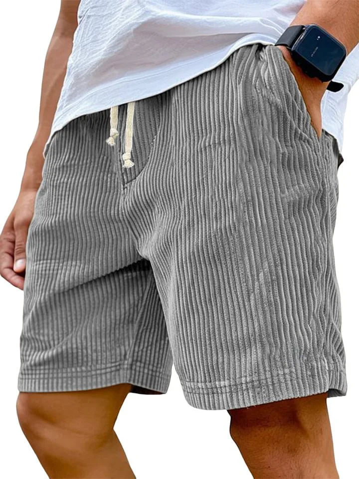 Men's retro corduroy casual shorts by Showlu Fashion with solid color, relaxed fit, and stylish design for everyday wear.